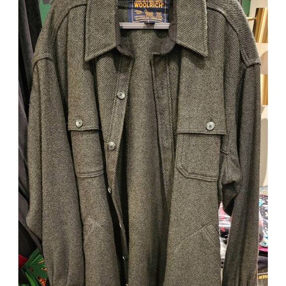 VINTAGE Woolrich Men's Green Wool/Nylon Button-Up Shirt Jacket XL - Picture 2 of 16